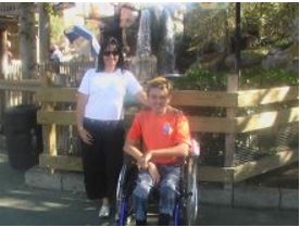 Goodacres with wheelchair at Niagra Falls