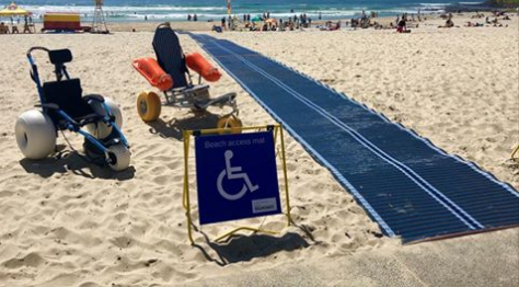 Beach wheelchairs at Burleigh Beach